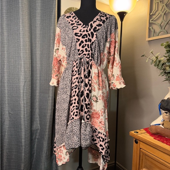 Three Bird Nest Dresses & Skirts - Three Bird Nest Pink and Cream High Low Dress